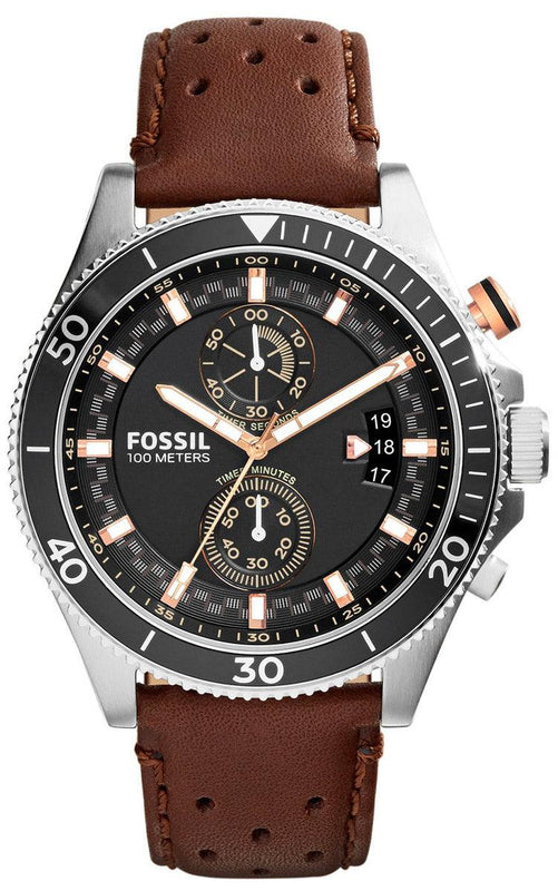 Buy Shop Fossil Wakefield Black Dial Brown Leather Strap Watch for Men - CH2944 USA Online
