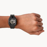 Buy Shop Fossil Inscription Automatic Skeleton Black Dial Black Steel Strap Watch for Men - BQ2574 USA Online