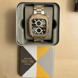 Buy Shop Fossil Inscription Multifunction Black Dial Gold Steel Strap Watch for Men - BQ2656 USA Online