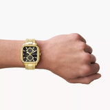 Buy Shop Fossil Inscription Multifunction Black Dial Gold Steel Strap Watch for Men - BQ2656 USA Online