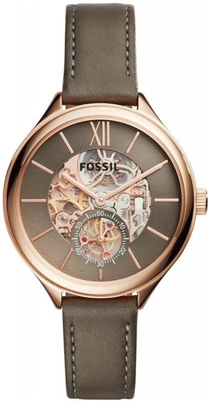 Buy Shop Fossil Suitor Mechanical Grey Dial Grey Leather Strap Watch for Women - BQ3265 USA Online