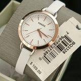 Buy Shop Fossil Classic Minute White Dial White Leather Strap Watch for Women - BQ3328 USA Online