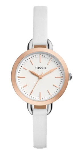Buy Shop Fossil Classic Minute White Dial White Leather Strap Watch for Women - BQ3328 USA Online