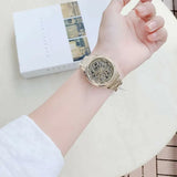 Buy Shop Fossil Rye Automatic Skeleton Gold Dial Gold Steel Strap Watch for Women - BQ3755 USA Online