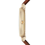 Buy Shop Emporio Armani Gianni T Bar Quartz Pink Mother of Pearl Dial Brown Leather Strap Watch For Women - AR1960 USA Online
