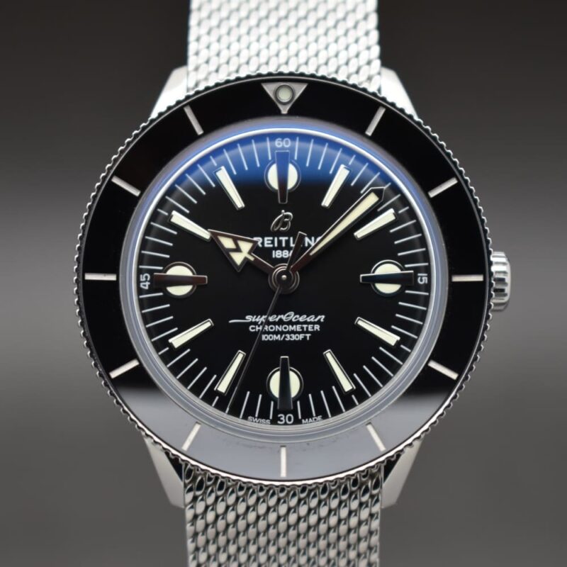 Buy Shop Breitling Superocean Heritage '57 Black Dial Silver Mesh Bracelet Watch for Men - A10370121B1A1 USA Online