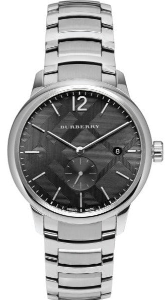 Buy Shop Burberry The Classic Round Black Dial Silver Steel Strap Watch for Men - BU10005 USA Online
