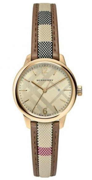 Buy Shop Burberry The Classic Gold Dial Brown Leather Strap Watch for Women - BU10114 USA Online