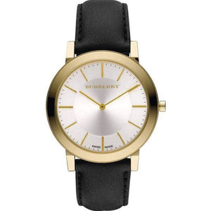 Buy Shop Burberry The City Gold Dial Black Leather Strap Watch for Men - BU2353 USA Online