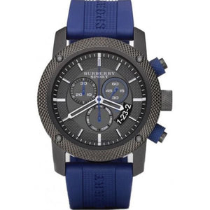 Buy Shop Burberry Sports Chronograph Black Dial Blue Rubber Strap Watch for Men - BU7714 USA Online