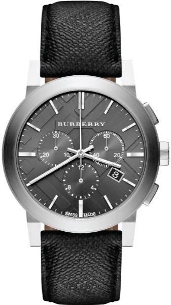 Buy Shop Burberry The City Grey Dial Black Leather Strap Watch for Men - BU9362 USA Online