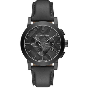 Buy Shop Burberry The City Black Dial Black Leather Strap Watch for Men - BU9364 USA Online