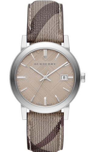 Buy Shop Burberry The City Nova Beige Dial Grey Leather Strap Watch for Women - BU9023 USA Online
