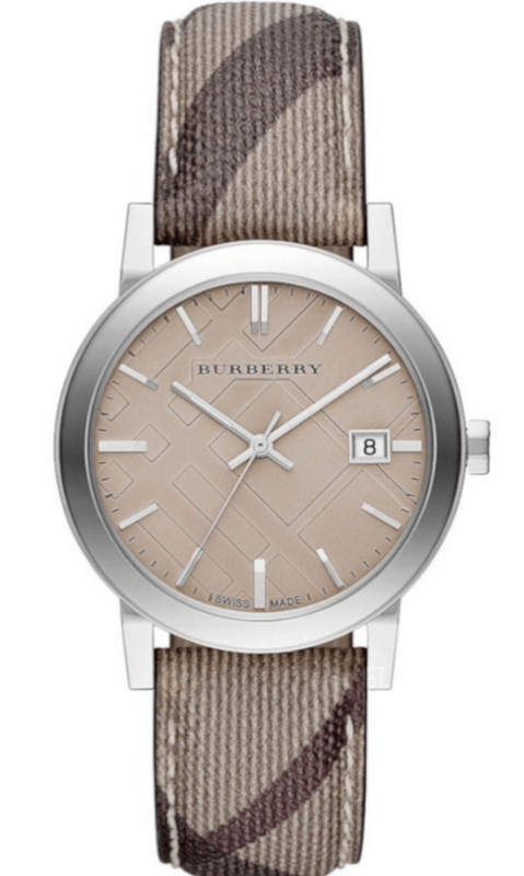 Buy Shop Burberry The City Nova Beige Dial Grey Leather Strap Watch for Women - BU9023 USA Online