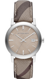 Buy Shop Burberry The City Nova Beige Dial Grey Leather Strap Watch for Women - BU9023 USA Online