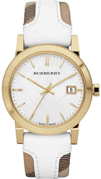 Buy Shop Burberry The City White Dial White Leather Strap Watch for Women - BU9015 USA Online