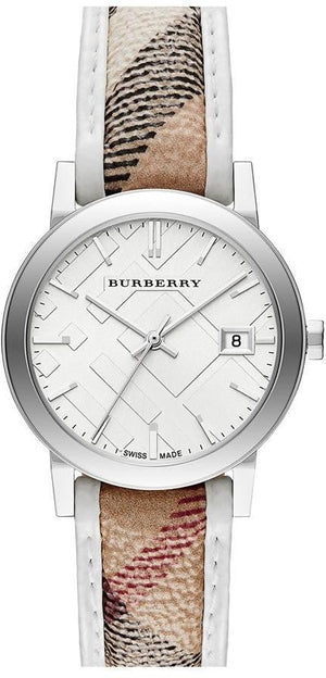 Buy Shop Burberry The City Silver Dial Brown Leather Strap Watch for Women - BU9136 USA Online