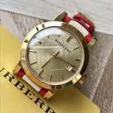 Buy Shop Burberry The City Champagne Dial Leather Strap Watch for Women - BU9139 USA Online