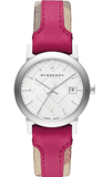 Buy Shop Burberry The City White Dial Haymarket Pink Leather Strap Watch for Women - BU9149 USA Online