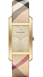 Burberry Pioneer Champagne Dial Haymarket Beige Leather Strap Watch for Women - BU9407