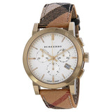 Buy Shop Burberry The City White Dial Haymarket Beige Leather Strap Watch for Women - BU9752 USA Online
