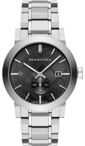 Burberry The City Black Dial Silver Steel Strap Watch for Men - BU9901