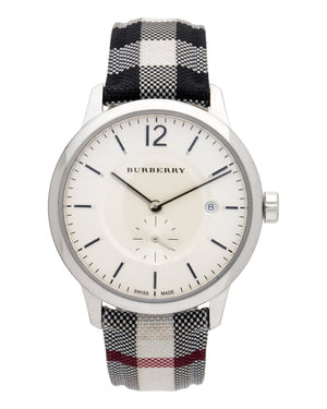 Buy Shop Burberry The Classic Horseferry Silver Dial Black Leather Strap Watch for Men - BU10002 USA Online