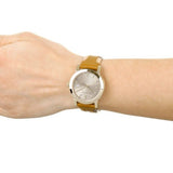 Burberry The City Gold Dial Brown Leather Strap Watch for Women - BU9133