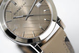Buy Shop Burberry The City Grey Dial Checked Grey Leather Strap Watch for Women - BU9118 USA Online