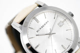 Buy Shop Burberry The City Nova Silver Dial White Leather Strap Watch for Women - BU9022 USA Online