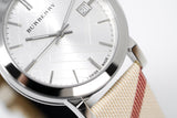 Buy Shop Burberry The City Nova Silver Dial White Leather Strap Watch for Women - BU9022 USA Online