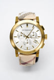 Buy Shop Burberry The City White Dial Haymarket Beige Leather Strap Watch for Women - BU9752 USA Online
