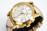 Buy Shop Burberry The City White Dial Haymarket Beige Leather Strap Watch for Women - BU9752 USA Online