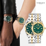 Buy Shop Versace Greca Time Quartz Green Dial Two Tone Steel Strap Watch For Men - VE3K00422 USA Online