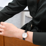 Buy Shop Emporio Armani Cleo Three-Hand Mother of Pearl Dial Black Leather Strap Watch For Women - AR11485 USA Online