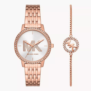 Buy Shop Michael Kors Melissa Quartz Silver Dial Rose Gold Steel Strap Watch for Women - MK1052 USA Online