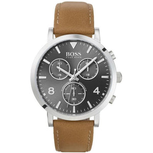 Buy Shop Hugo Boss Spirit Grey Dial Brown Leather Strap Watch for Men - 1513691 USA Online
