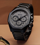 Buy Shop Hugo Boss Cloud Chronograph Black Dial Black Steel Strap Watch For Men - 1514016 USA Online