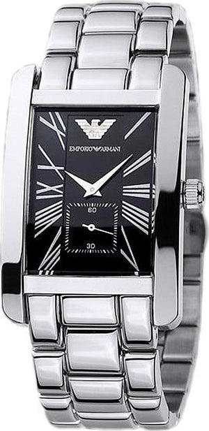 Buy Shop Emporio Armani Classic Black Dial Silver Stainless Steel Strap Watch For Men - AR0156 USA Online