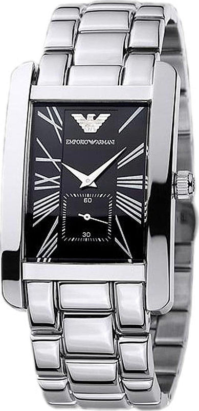 Buy Shop Emporio Armani Classic Black Dial Silver Stainless Steel Strap Watch For Men - AR0156 USA Online