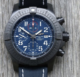 Buy Shop Breitling Super Avenger Chronograph 48 Night Mission Blue Dial Blue Leather Strap Watch for Men - V13375101C1X2 USA Online