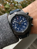 Buy Shop Breitling Super Avenger Chronograph 48 Night Mission Blue Dial Blue Leather Strap Watch for Men - V13375101C1X2 USA Online