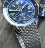 Buy Shop Breitling Superocean Heritage '57 Special Edition II Blue Dial Silver Mesh Bracelet Watch for Men - A103702A1C1A1 USA Online