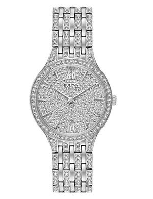 Buy Shop Bulova Crystal Collection Silver Dial Silver Steel Strap Watch for Women - 96L243 USA Online