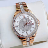 Bulova Crystal Collection Silver Dial Rose Gold Steel Strap Watch for Women - 98L229