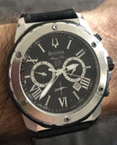 Buy Shop Bulova Marine Star Chronograph Black Dial Black Rubber Strap Watch for Men - 98B127 USA Online