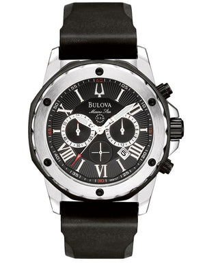 Buy Shop Bulova Marine Star Chronograph Black Dial Black Rubber Strap Watch for Men - 98B127 USA Online