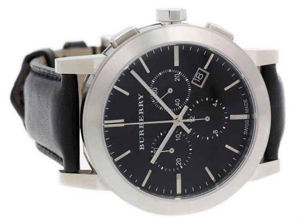 Buy Shop Burberry The City Grey Dial Black Leather Strap Watch for Men - BU9362 USA Online