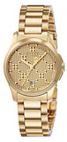 Gucci G Timeless Gold Dial Gold Steel Strap Watch For Women - YA126553