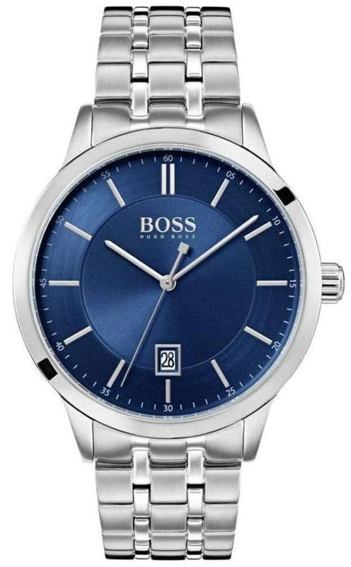 Buy Shop Hugo Boss Officer Chronograph Blue Dial Silver Steel Strap Watch for Men - 1513615 USA Online
